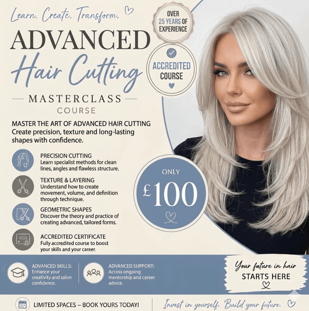 Sarah Louise Hairdressing Advanced Hair Cutting Masterclass course artwork.