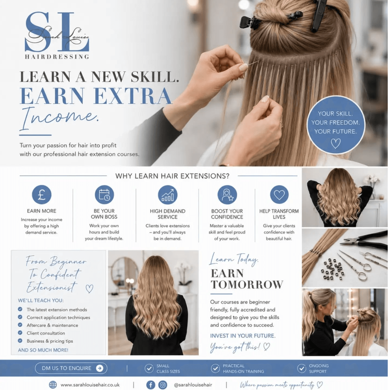 Sarah Louise Hairdressing hair extension course social artwork